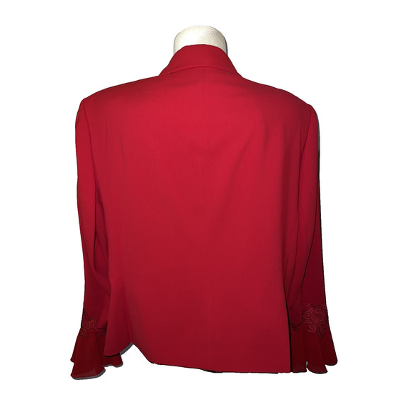 New John Meyer Jacket Plus Sz 22W Red Beaded Embroidered Lined Polyester Blazer - Picture 6 of 13